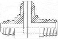 Brennan 1/8 Inch (in) Male Pipe Rigid x 3/16 x 3/16 Inch (in) Male Joint Industry Council (JIC) 37 Degree Flare End and 3 Style Tee (01472419)