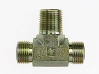 Brennan 3/8 x 3/8 Inch (in) Male Flat Face O-Ring x 1/4 Inch (in) Male Pipe Rigid End Style Tee (03518500)