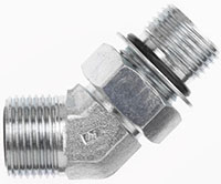 Brennan 1/4 Inch (in) Male Flat Face O-Ring x 3/8 Inch (in) Male Adjustable O-Ring Boss End Style 45 Degree Elbow (00265032)